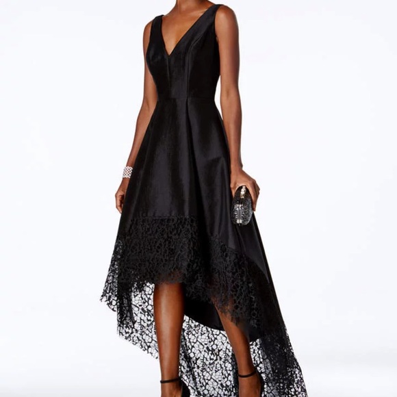 Sapphire blue lace and satin look high low - Picture 9 of 12